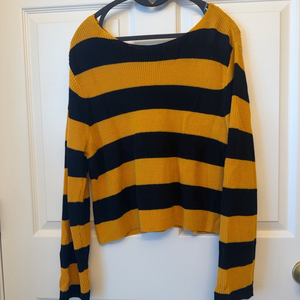 Poof! Women's Black and Yellow Striped Sweater - Picture 2 of 3
